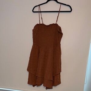 Brown Handkerchief Sleeveless Dress
